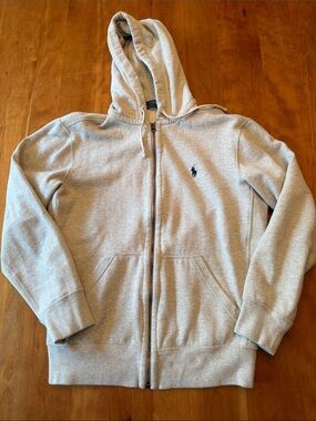 Polo Ralph Lauren Light Gray Hoodie with Navy Label